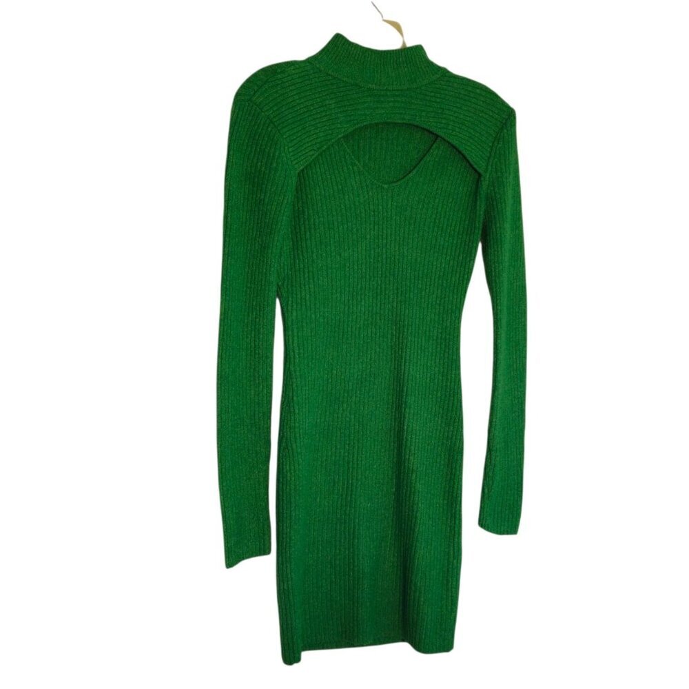 Olive And Oak Women's Green Crew Neck Sweater Dress W Key Hole Cutout Size M